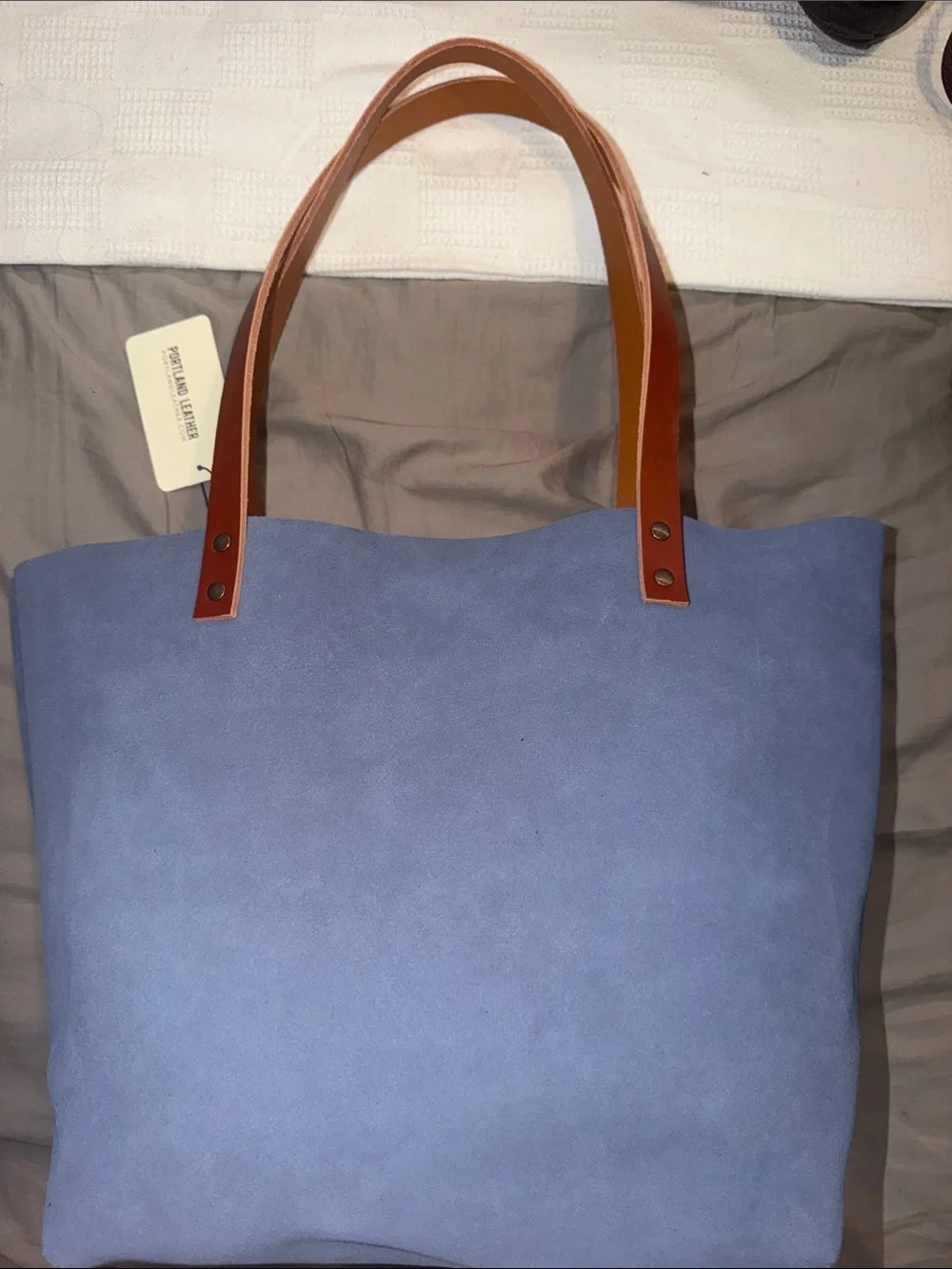 NWT Portland Leather Classic Large Tote in Denim